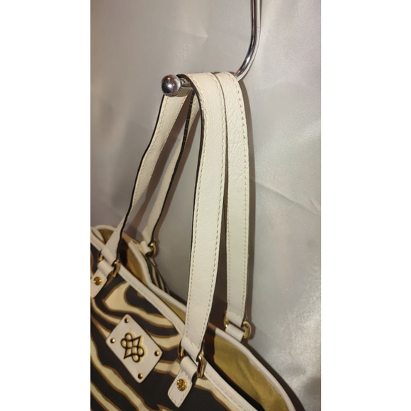 Antonio Melani Zebra Striped Canvas Tote w. Leather Trim - Picture 5 of 13